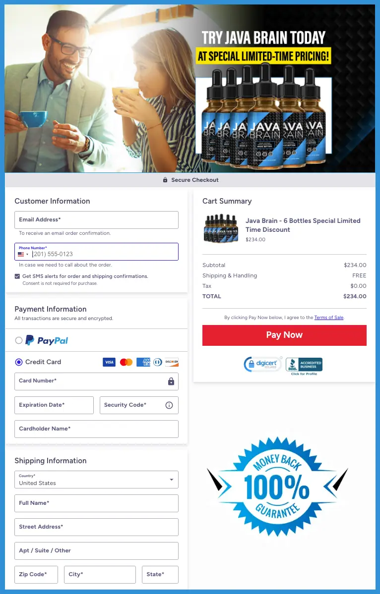 Java Brain Official Website Secure Order Page